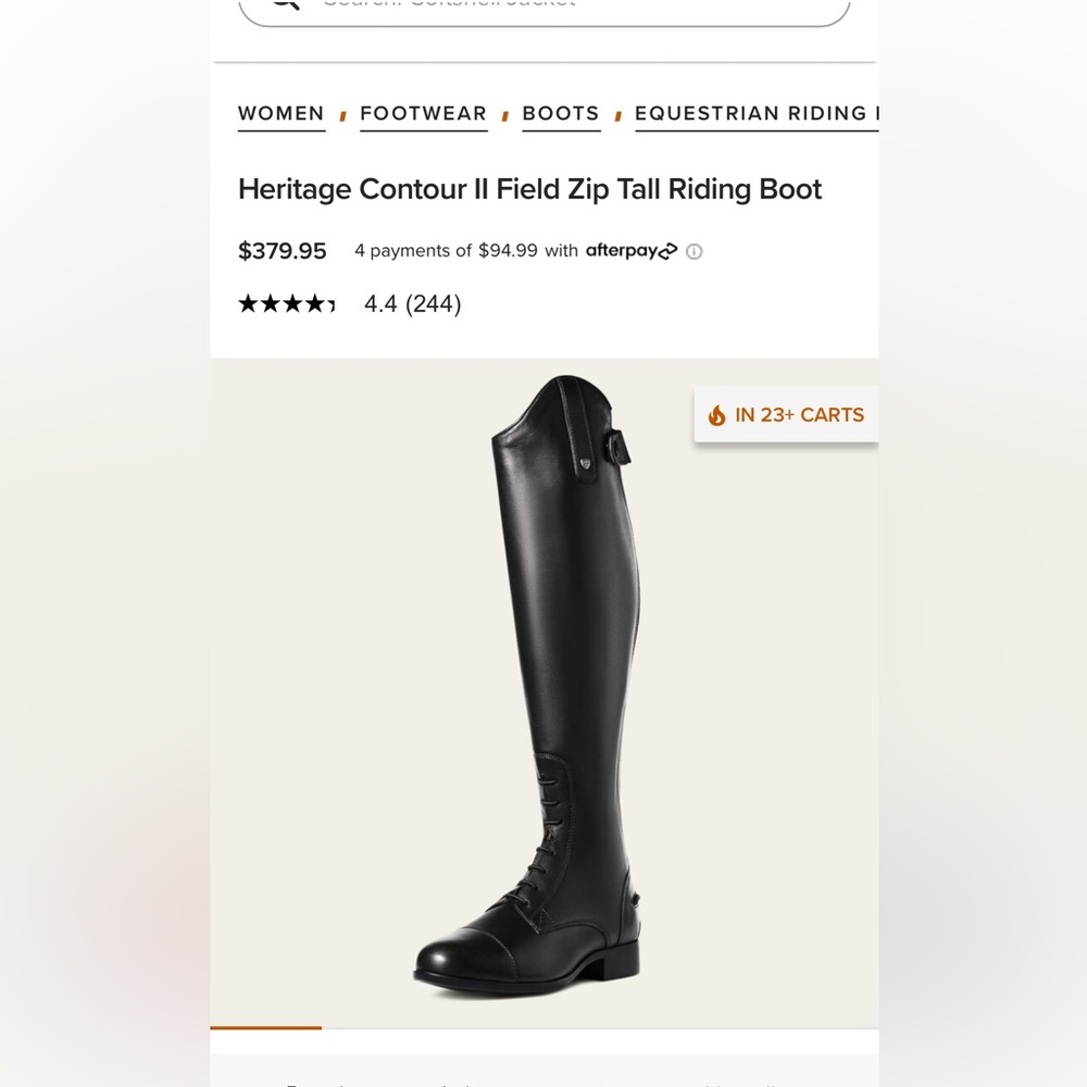 Ariat women’s Black Leather Heritage Field Boots - Contour Full Zip. NWT. - Picture 6 of 6